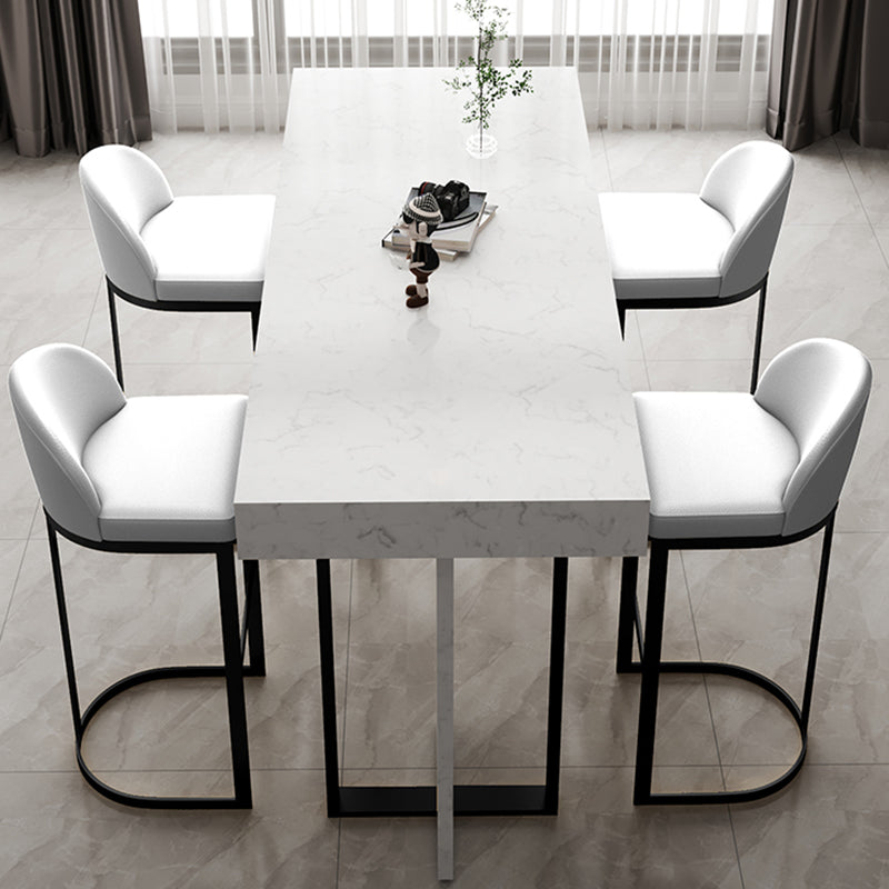 Modern Bar Table Set 1/2/5 Pcs Faux Marble Rectangular Bar Set for Indoor