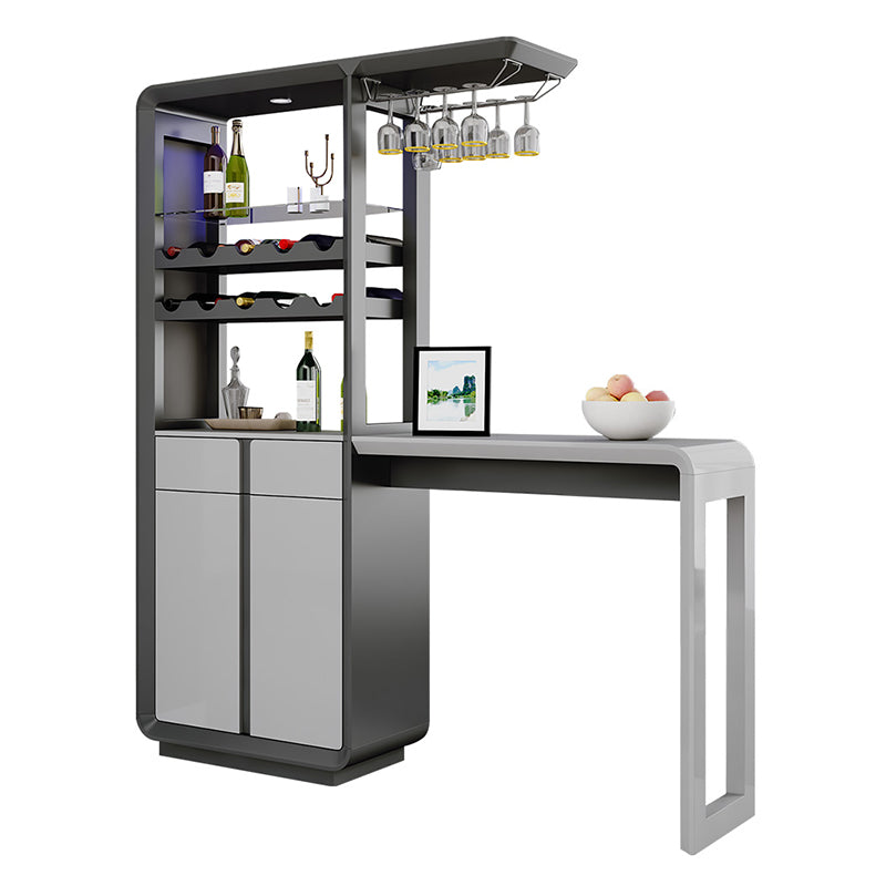 Modern Rectangle Wood Counter Table 2/3 Pieces Bar Table Set with Lockers for Living Room