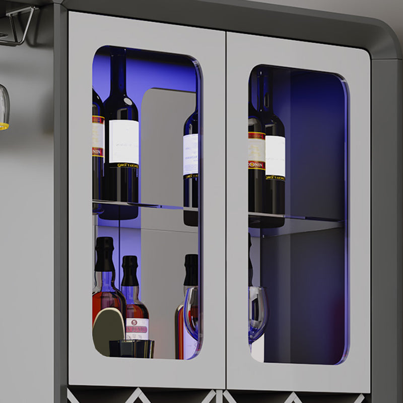 Modern Rectangle Wood Counter Table 2/3 Pieces Bar Table Set with Lockers for Living Room