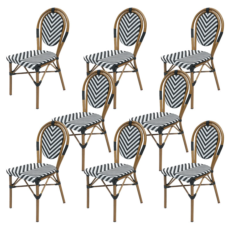 Tropical Outdoor Bistro Chairs Rattan Armles Stacking Patio Dining Chair