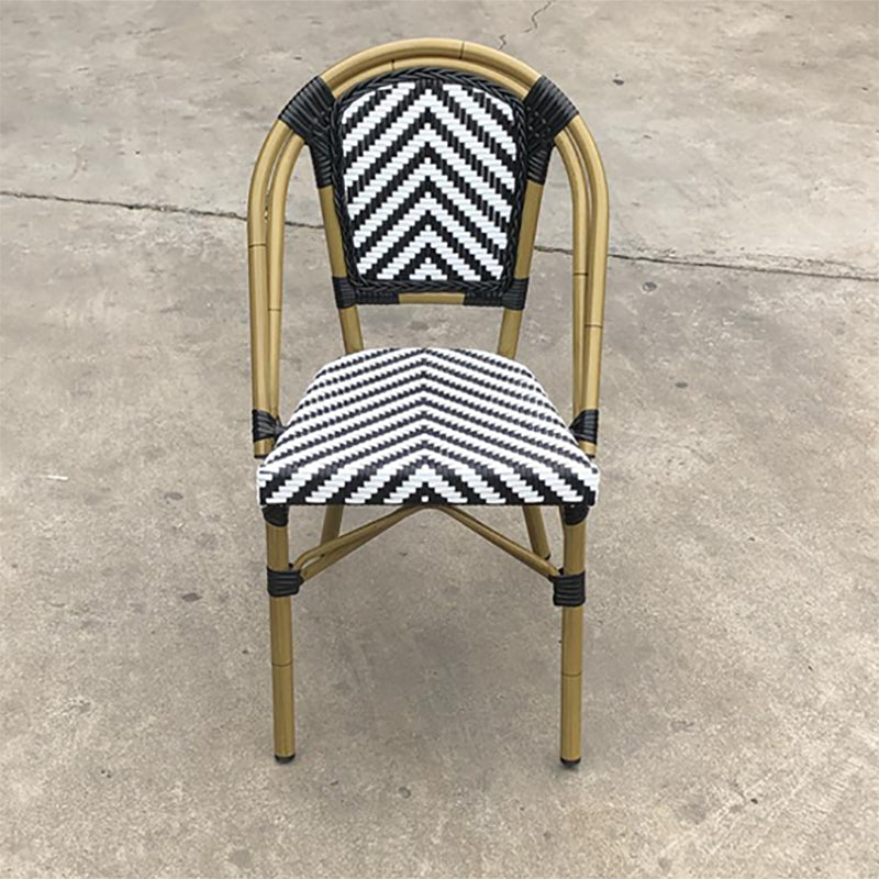 Tropical Outdoor Bistro Chairs Rattan Armles Stacking Patio Dining Chair