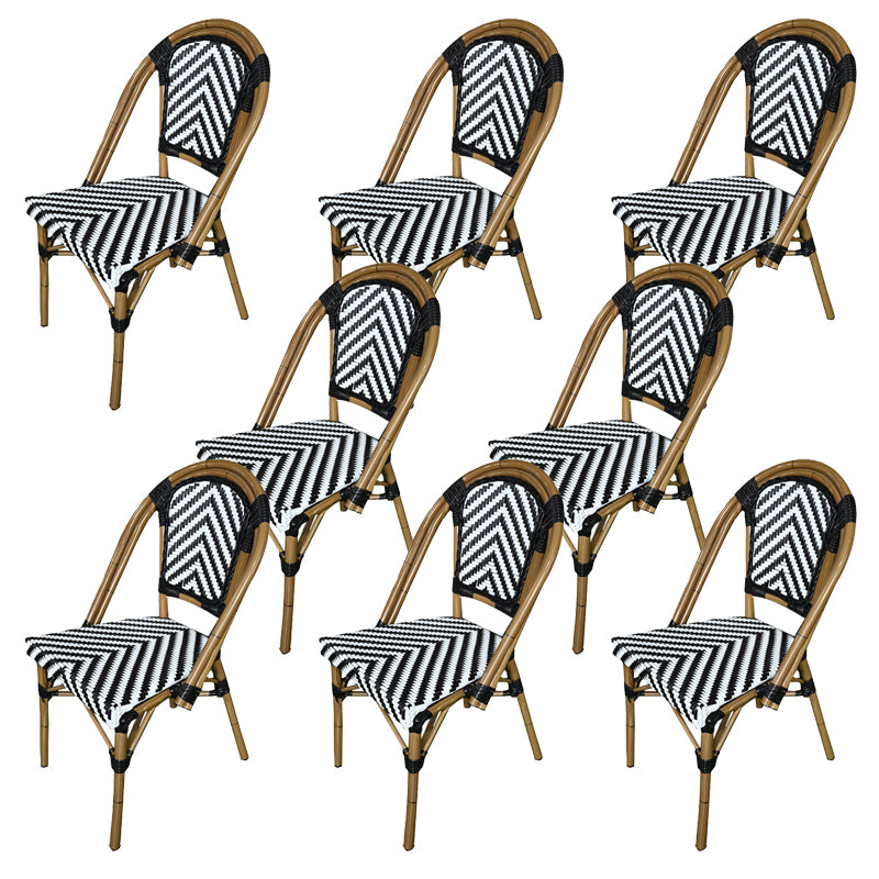 Tropical Outdoor Bistro Chairs Rattan Armles Stacking Patio Dining Chair