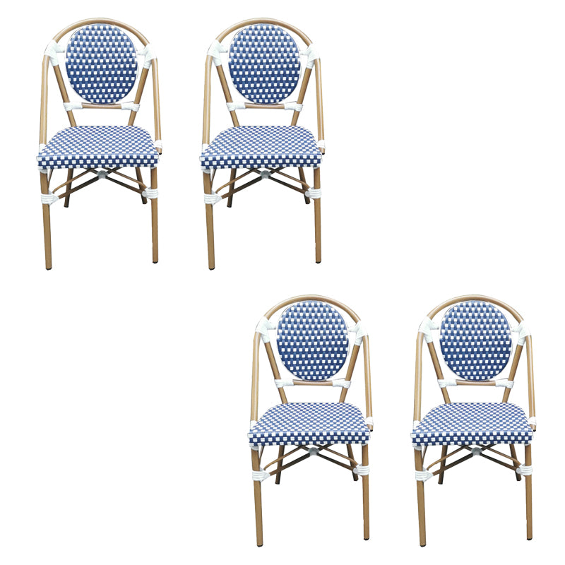 Tropical Outdoor Bistro Chairs Rattan Armles Stacking Patio Dining Chair
