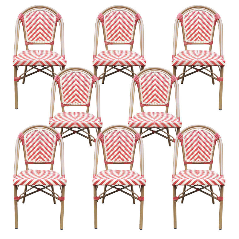 Tropical Outdoor Bistro Chairs Rattan Armles Stacking Patio Dining Chair