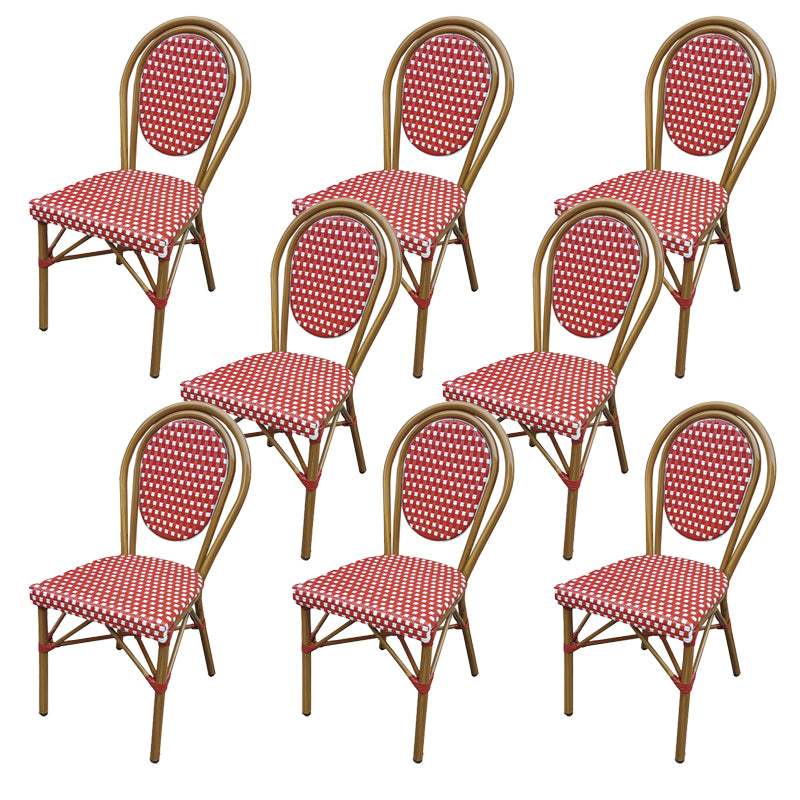 Tropical Outdoor Bistro Chairs Rattan Armles Stacking Patio Dining Chair