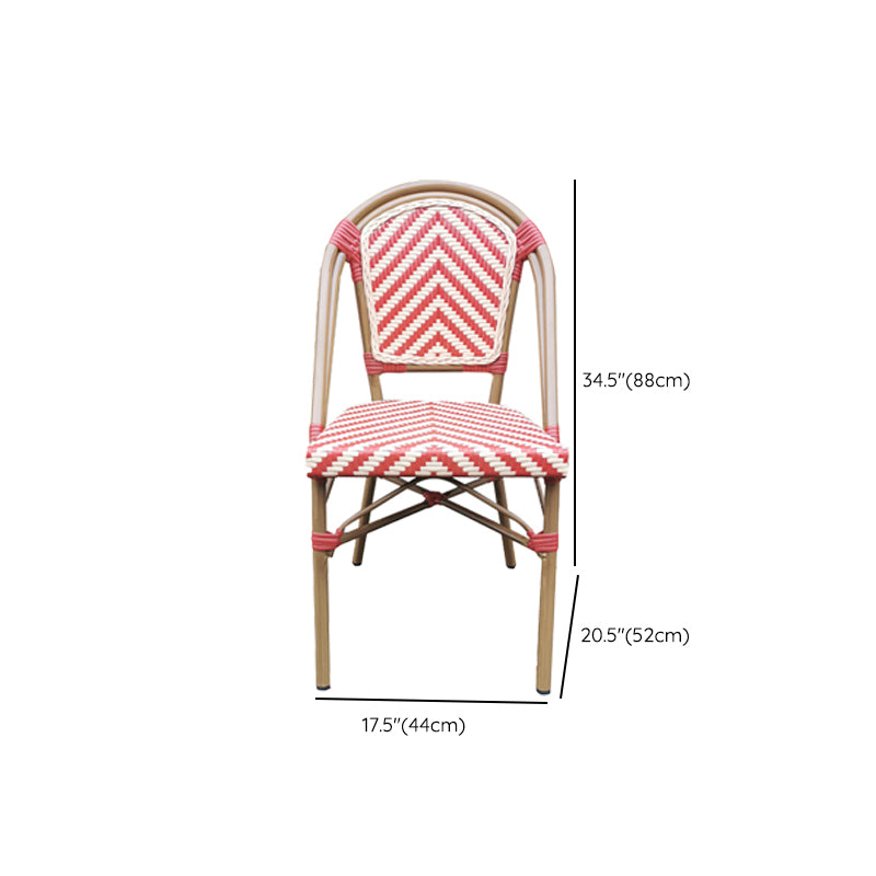 Tropical Outdoor Bistro Chairs Rattan Armles Stacking Patio Dining Chair