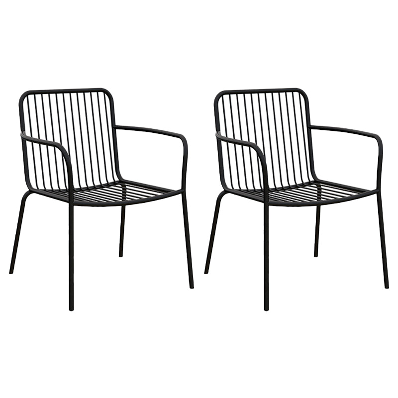 Modern Outdoor Bistro Chairs Metal With Arm Iron Patio Dining Armchair