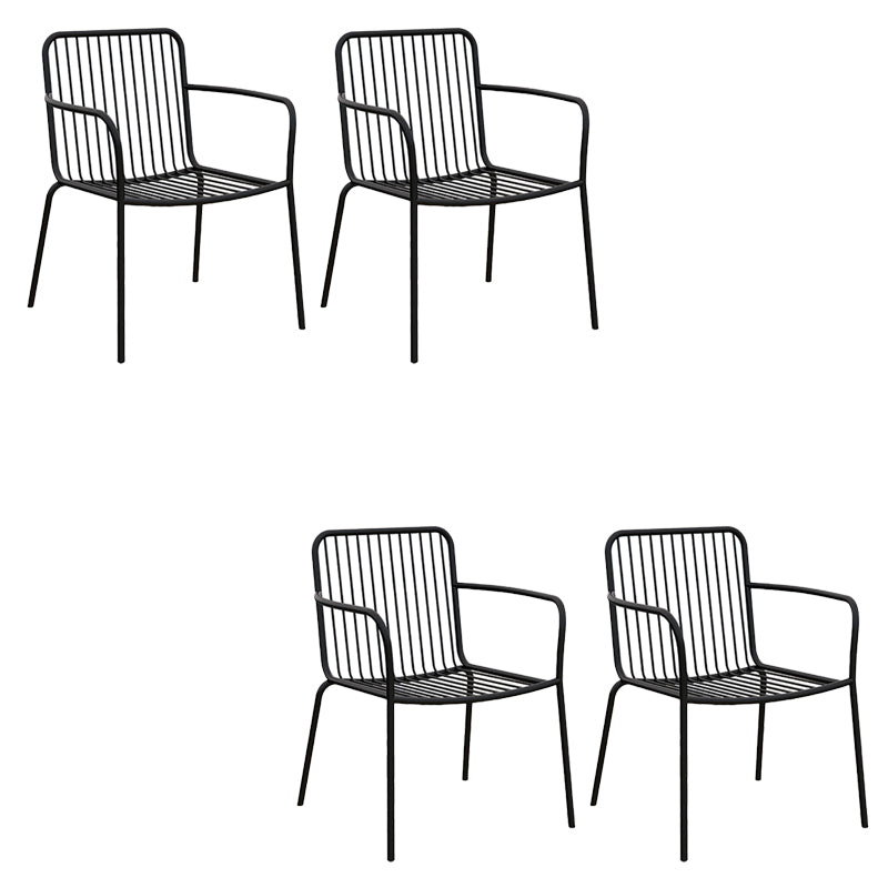 Modern Outdoor Bistro Chairs Metal With Arm Iron Patio Dining Armchair