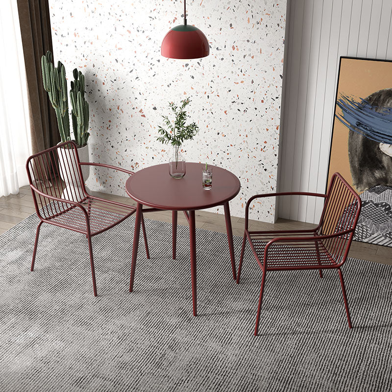 Modern Outdoor Bistro Chairs Metal With Arm Iron Patio Dining Armchair