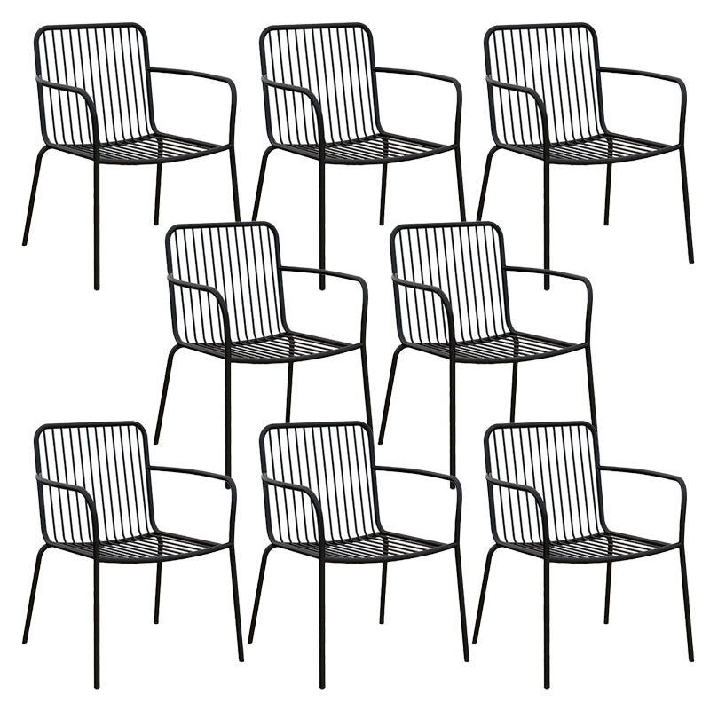 Modern Outdoor Bistro Chairs Metal With Arm Iron Patio Dining Armchair