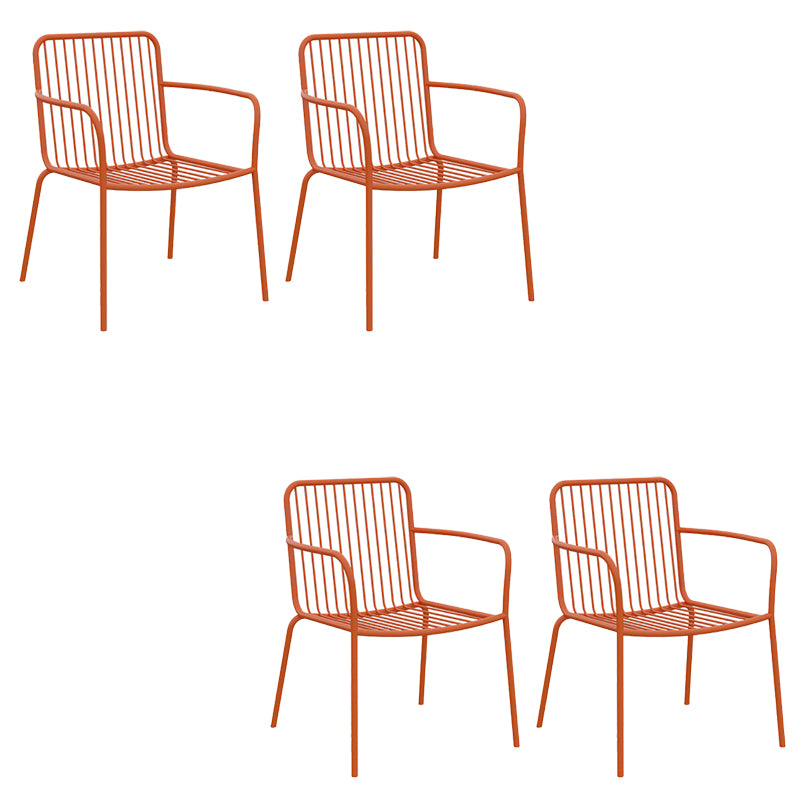 Modern Outdoor Bistro Chairs Metal With Arm Iron Patio Dining Armchair