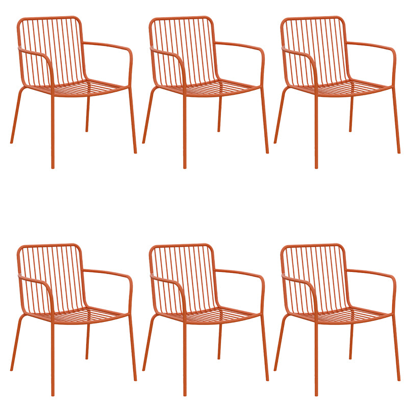 Modern Outdoor Bistro Chairs Metal With Arm Iron Patio Dining Armchair