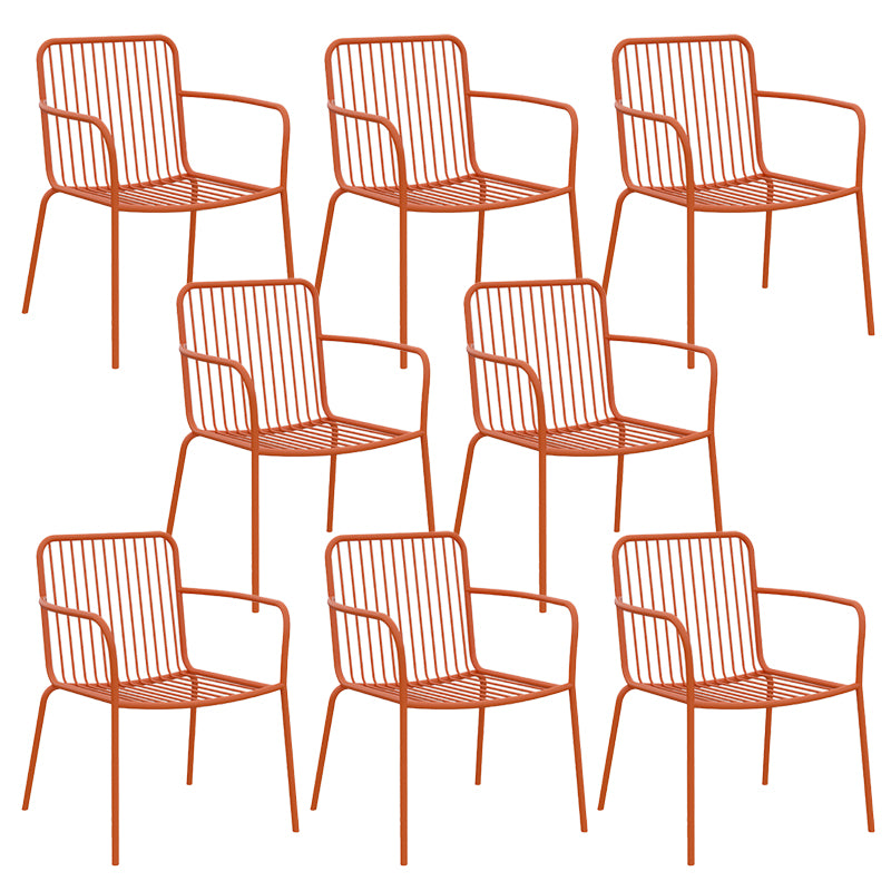 Modern Outdoor Bistro Chairs Metal With Arm Iron Patio Dining Armchair
