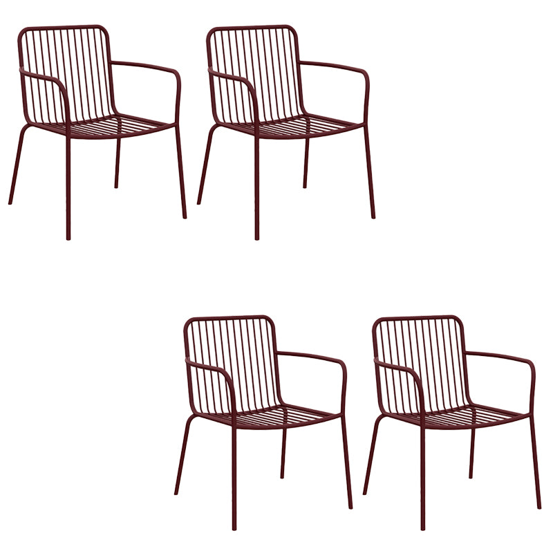 Modern Outdoor Bistro Chairs Metal With Arm Iron Patio Dining Armchair
