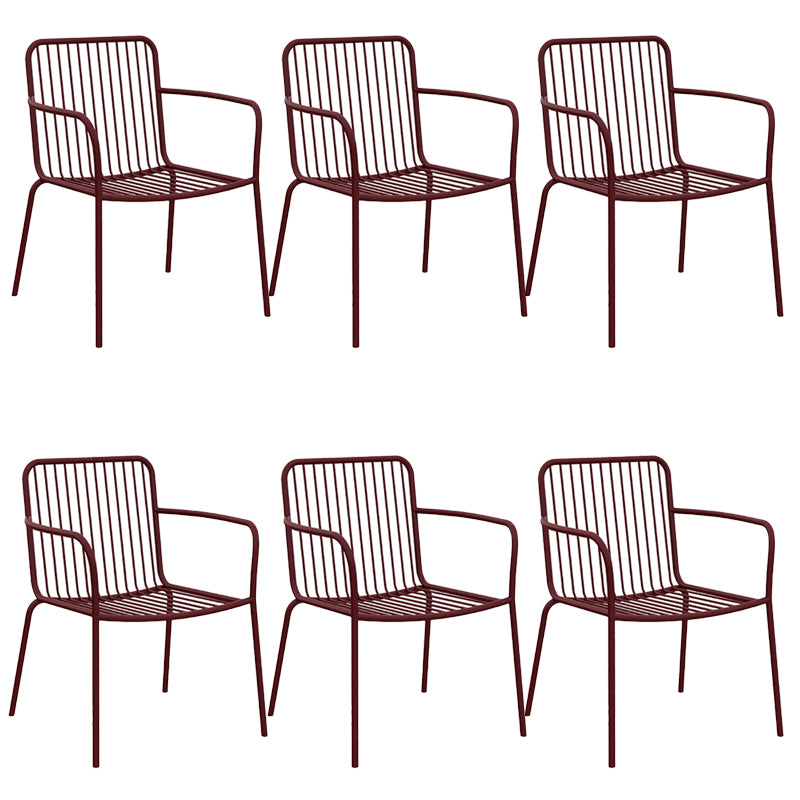 Modern Outdoor Bistro Chairs Metal With Arm Iron Patio Dining Armchair