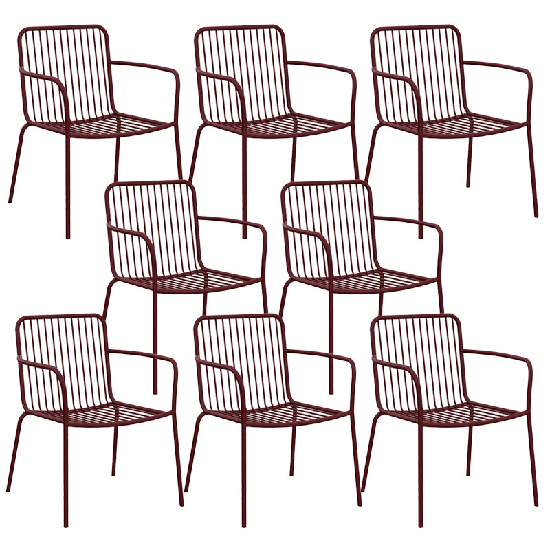 Modern Outdoor Bistro Chairs Metal With Arm Iron Patio Dining Armchair