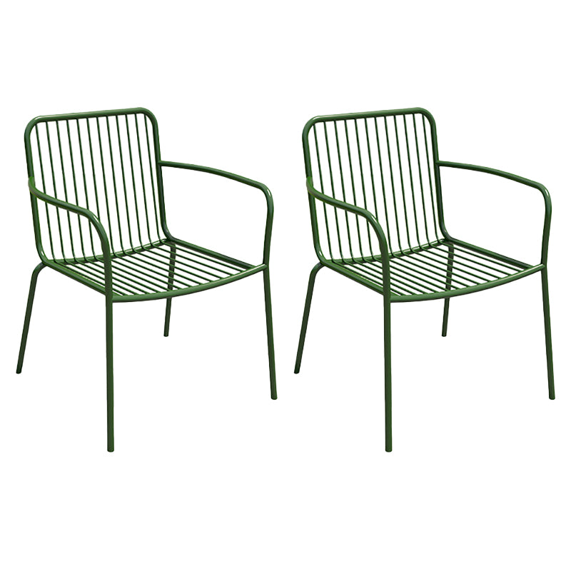 Modern Outdoor Bistro Chairs Metal With Arm Iron Patio Dining Armchair