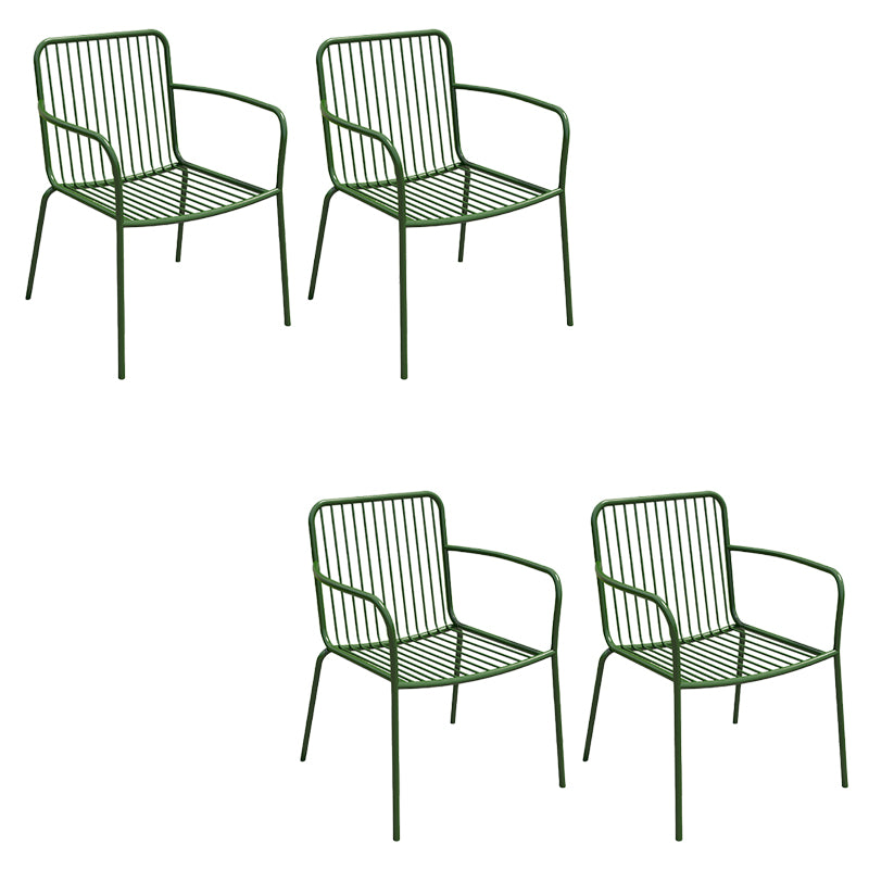 Modern Outdoor Bistro Chairs Metal With Arm Iron Patio Dining Armchair