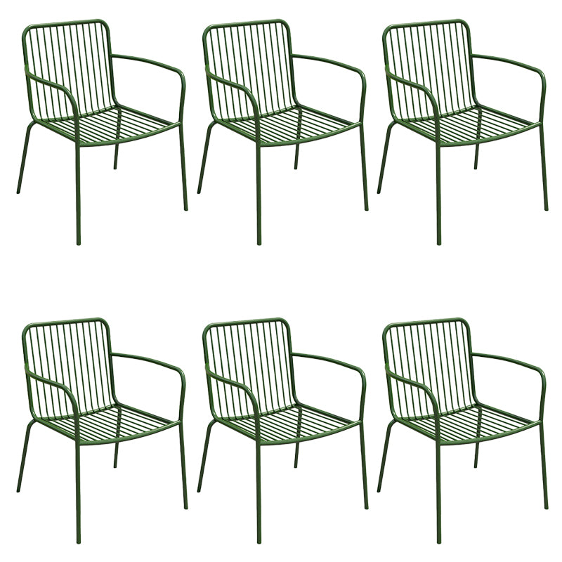 Modern Outdoor Bistro Chairs Metal With Arm Iron Patio Dining Armchair