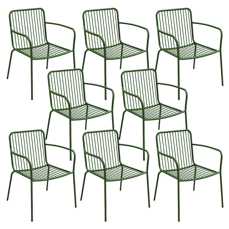 Modern Outdoor Bistro Chairs Metal With Arm Iron Patio Dining Armchair