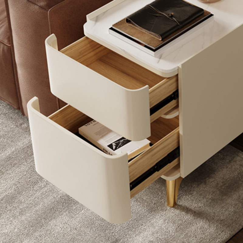 Tray Top Rectangular Side Table with 2 Drawers and a Cabinet