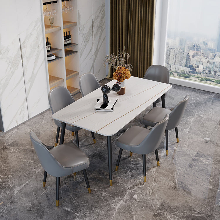Industrial Kitchen Dinner Table Rectangle Stone 4 Legs Dining Table