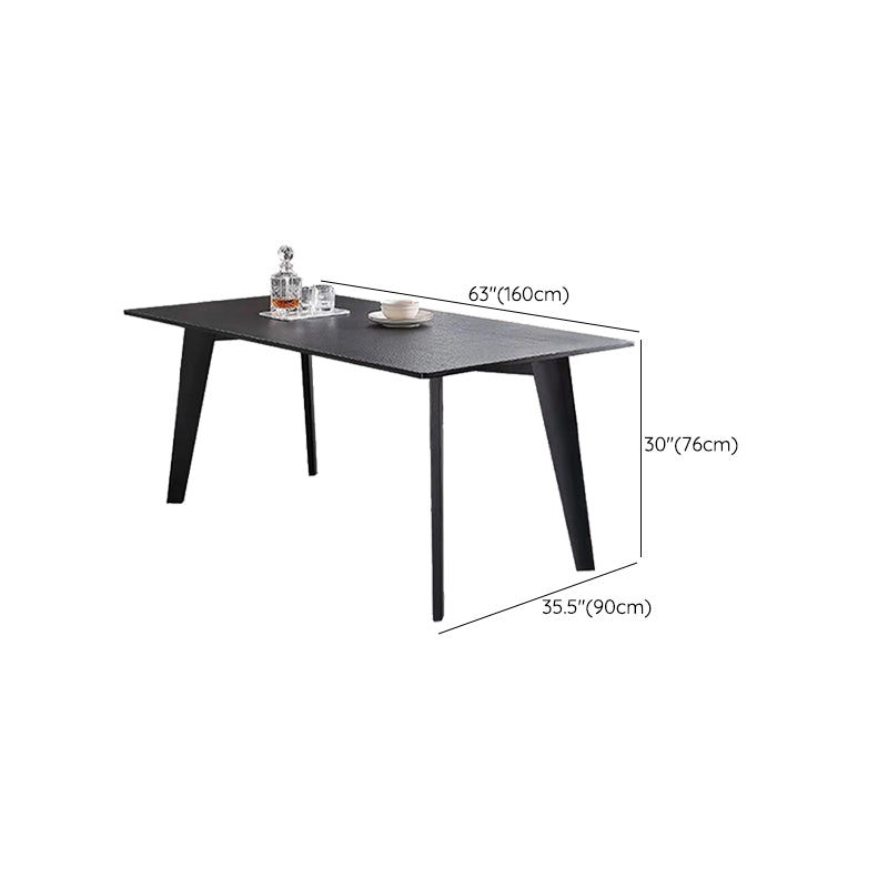 Modern Black Dinette Table with Ash Wood Base Rectangle Indoor Dining Table