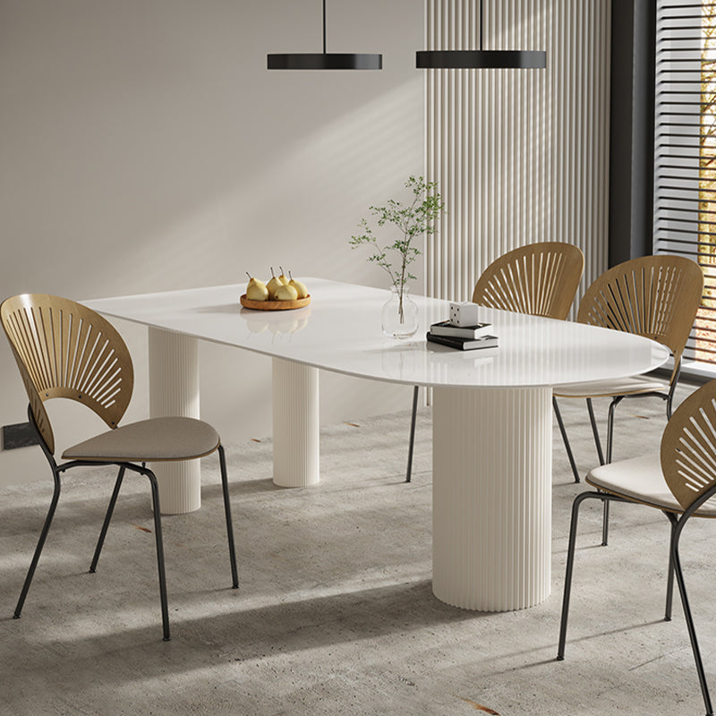 Free Form Stone Top Dining Table for Home Contemporary White Dinette Table