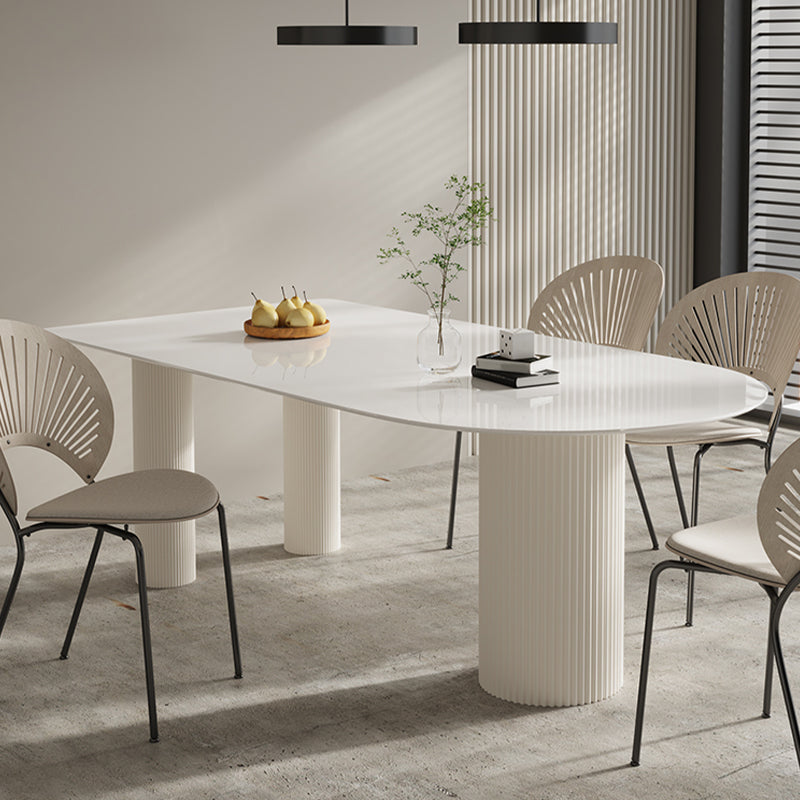 Free Form Stone Top Dining Table for Home Contemporary White Dinette Table