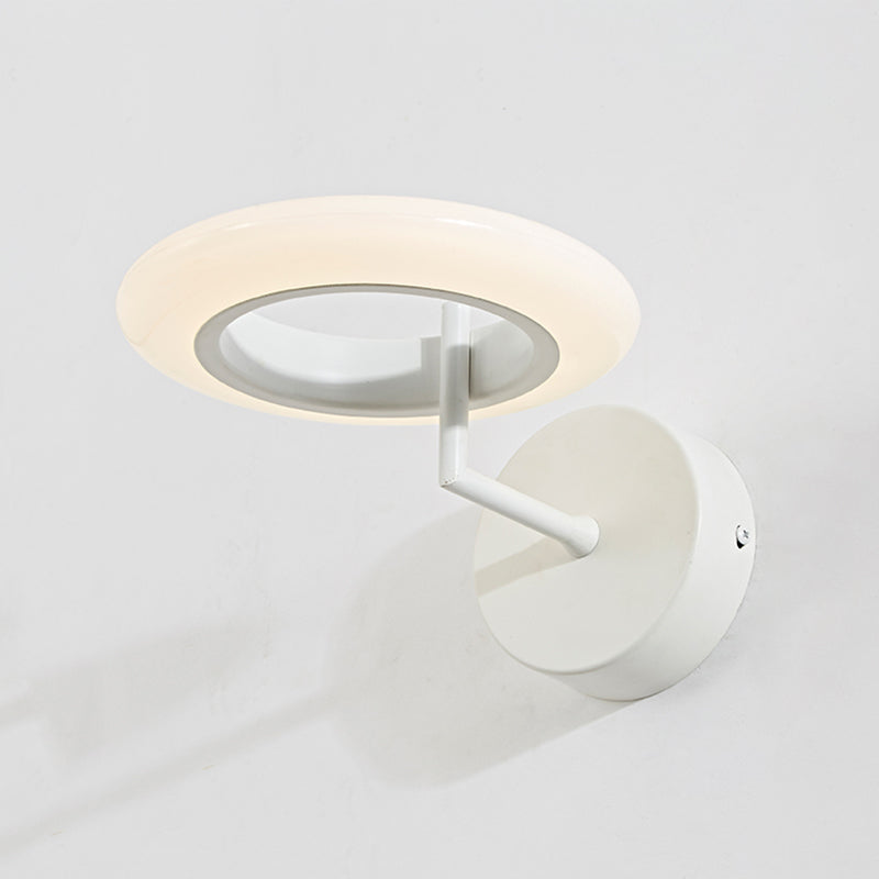 Coffee/White Round Lighting Sconce Modernist Acrylic LED Wall Lamp Fixture with Curved Arm in Warm/Natural Light