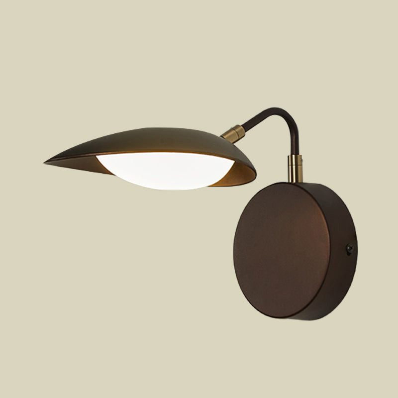 Metal Rotatable Oval Wall Mount Light Fixture Modernist Coffee LED Wall Lamp Sconce with Adjustable Arm for Bedroom in Warm/Natural Light