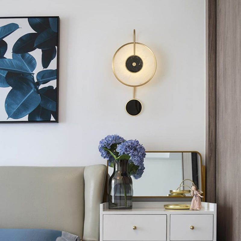 Round Shade Wall Lamp Modern White Shape Wall Mounted Lighting for Bedroom