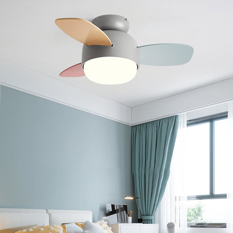 Metal Fan Shape Ceiling Fans Kid Style 1 Light Flush Ceiling Fan