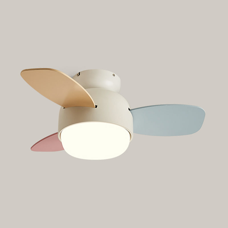 Metal Fan Shape Ceiling Fans Kid Style 1 Light Flush Ceiling Fan