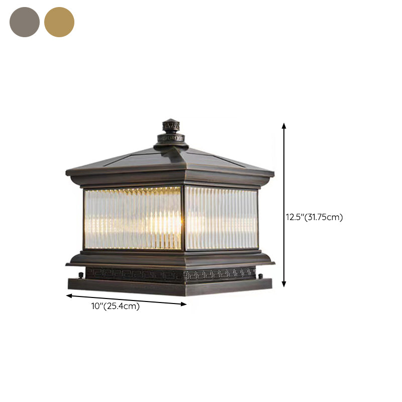 Metal Rectangle Shape Outdoor Lamp Modern Style 1 Light Solar Pillar Lights