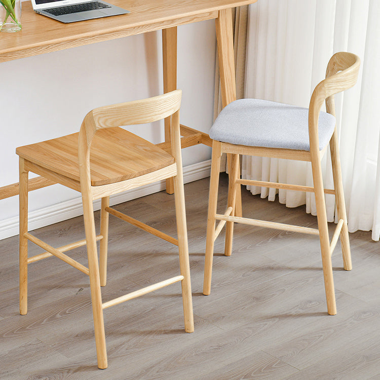Indoor Solid Wood Bar Stool Upholstered Bar Stool with Footrest