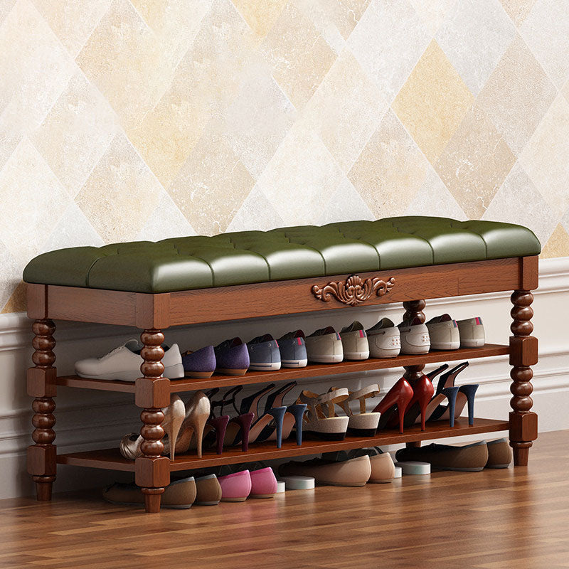 Mid Century Modern Seating Bench 14" W Cushioned Rectangle Shoe Storage Entryway Bench