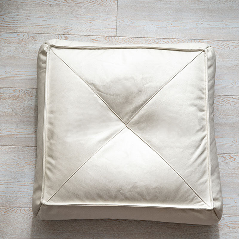 Glam Pouf Ottoman Faux Leather Stain Resistant Solid Color Square Ottoman