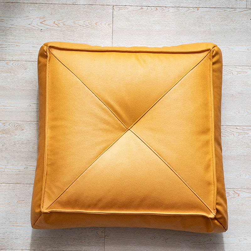 Glam Pouf Ottoman Faux Leather Stain Resistant Solid Color Square Ottoman