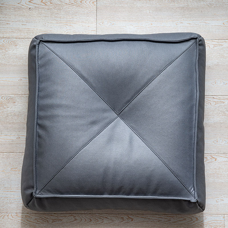 Glam Pouf Ottoman Faux Leather Stain Resistant Solid Color Square Ottoman