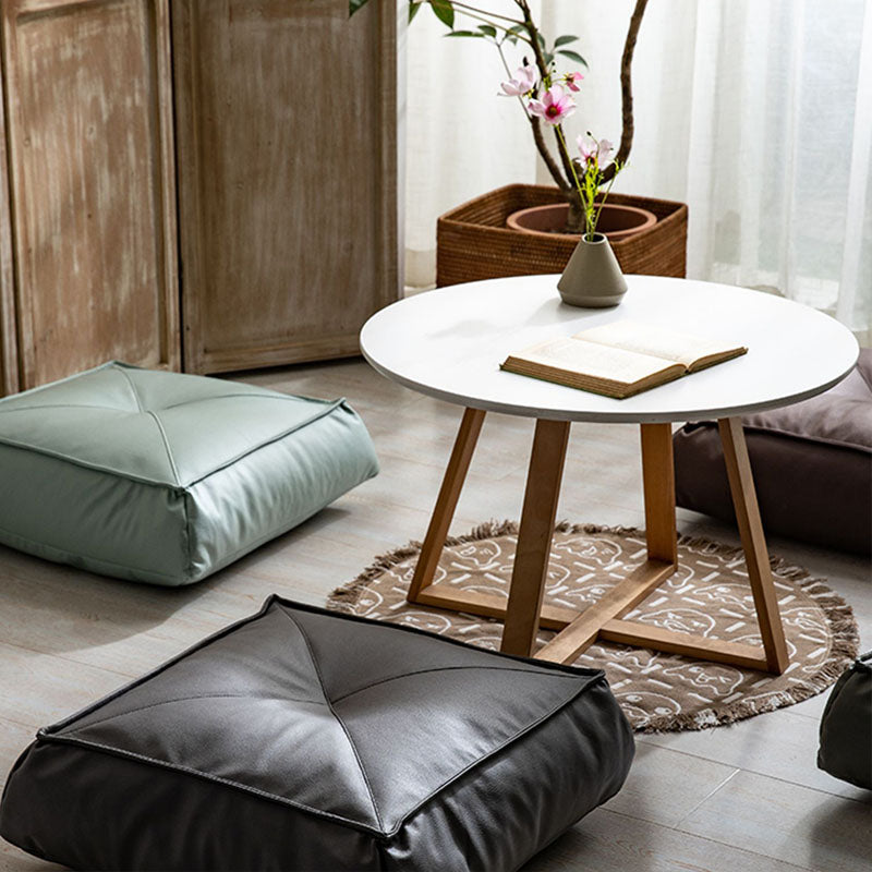 Glam Pouf Ottoman Faux Leather Stain Resistant Solid Color Square Ottoman