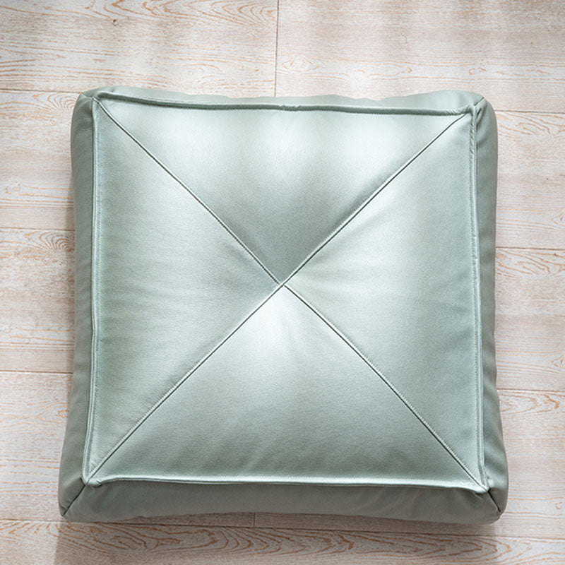 Glam Pouf Ottoman Faux Leather Stain Resistant Solid Color Square Ottoman