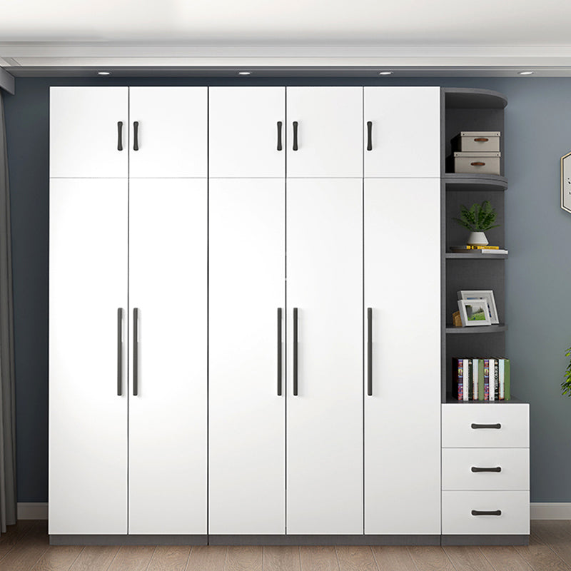 Engineered Wood Wardrobe Cabinet Modern Style Wardrobe Closet with Shelves