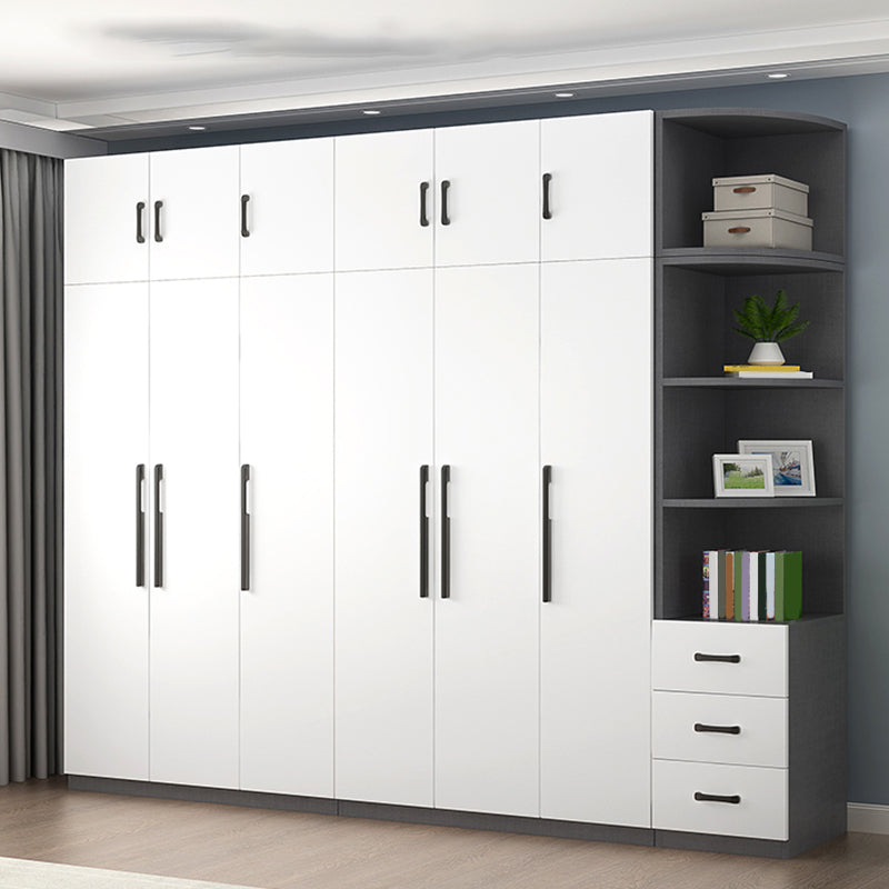 Engineered Wood Wardrobe Cabinet Modern Style Wardrobe Closet with Shelves
