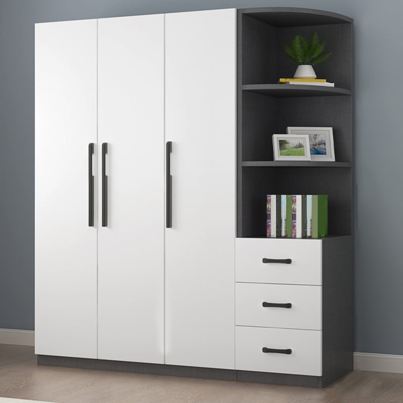 Engineered Wood Wardrobe Cabinet Modern Style Wardrobe Closet with Shelves