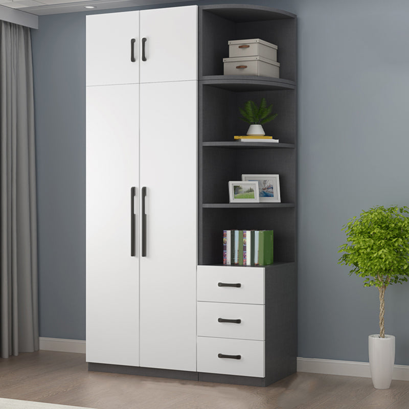 Engineered Wood Wardrobe Cabinet Modern Style Wardrobe Closet with Shelves