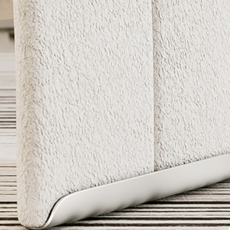 White Wool Accent Armchair with Sled Base and Tight Back in Solid Wood