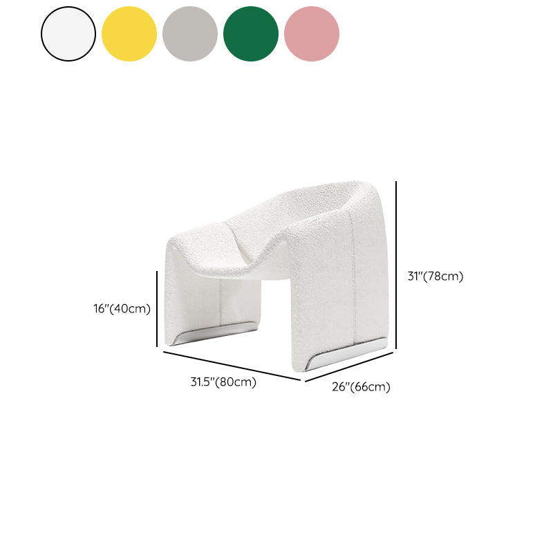 White Wool Accent Armchair with Sled Base and Tight Back in Solid Wood