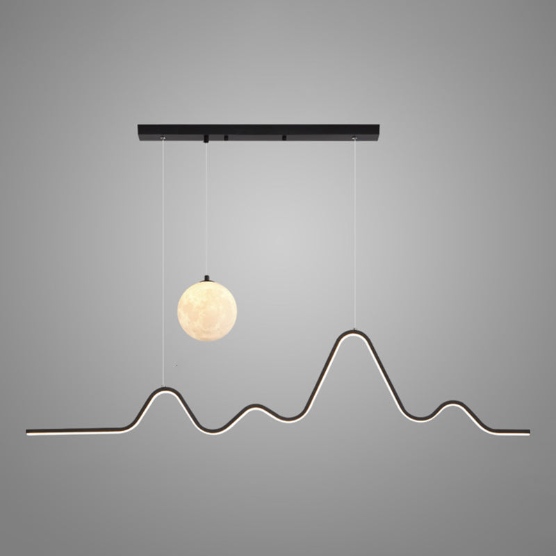 2-Lights Black/Golden/White Island Lighting Modern Statement Ceiling Light for Dining Room