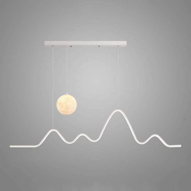 2-Lights Black/Golden/White Island Lighting Modern Statement Ceiling Light for Dining Room
